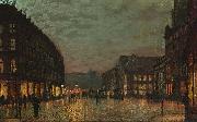John Atkinson Grimshaw Boar Lane, Leeds, by lamplight. Signed and dated 'Atkinson Grimshaw 1881+' (lower right) signed and inscribed with title on reverse
